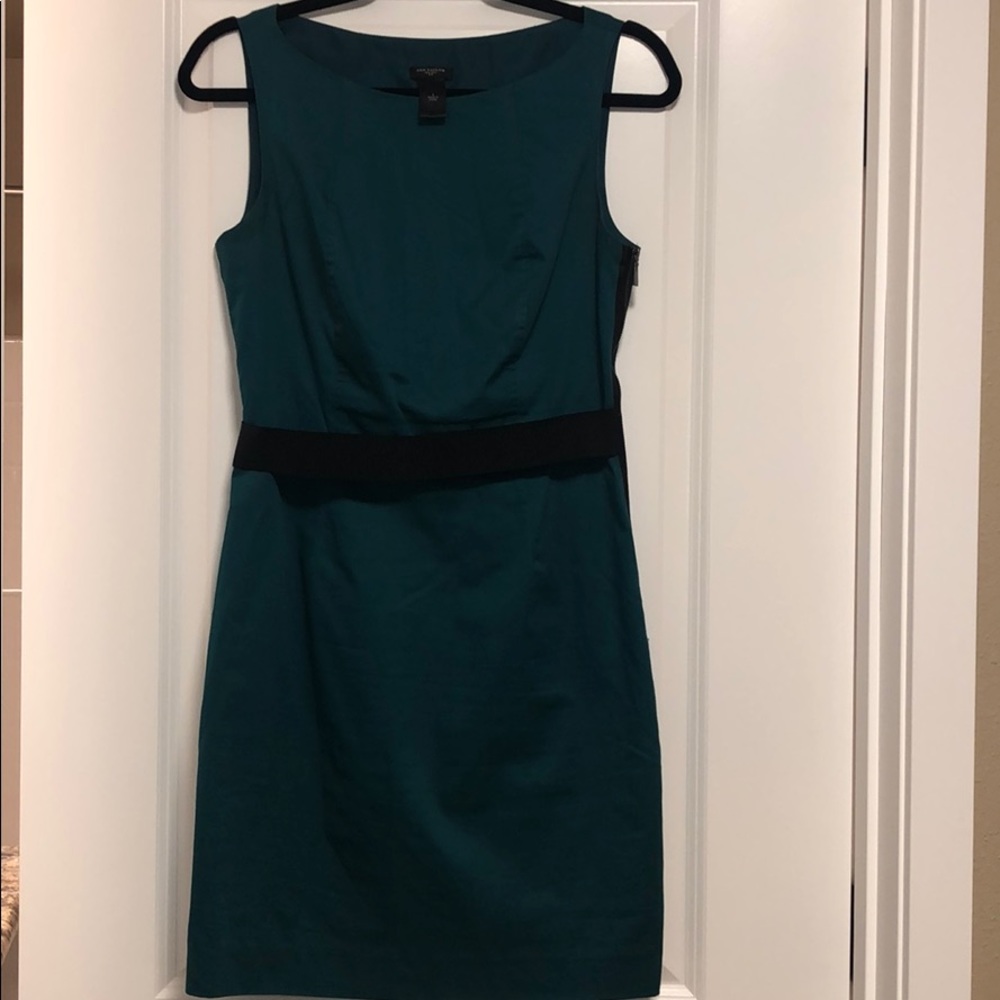 Turquoise dress with black belt